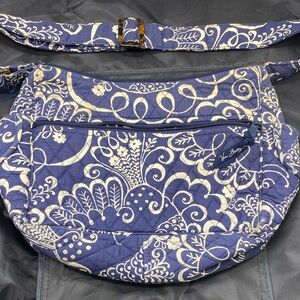 Vera Bradley Navy and Cream Floral Shoulder Bag